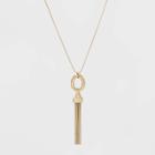 Oval And Chain Tassel Long Necklace - A New Day Gold