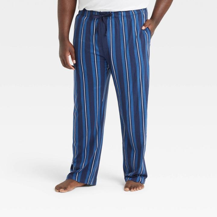 Men's Big & Tall 32 Vertical Stripe Knit Pajama Pants - Goodfellow & Co Navy Blue