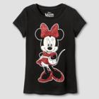 Disney Girls' Minnie Mouse Short Sleeve T-shirt - Black