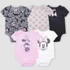 Baby Girls' 5pk Disney Minnie Mouse Short Sleeve Bodysuits - Gray/pink/white