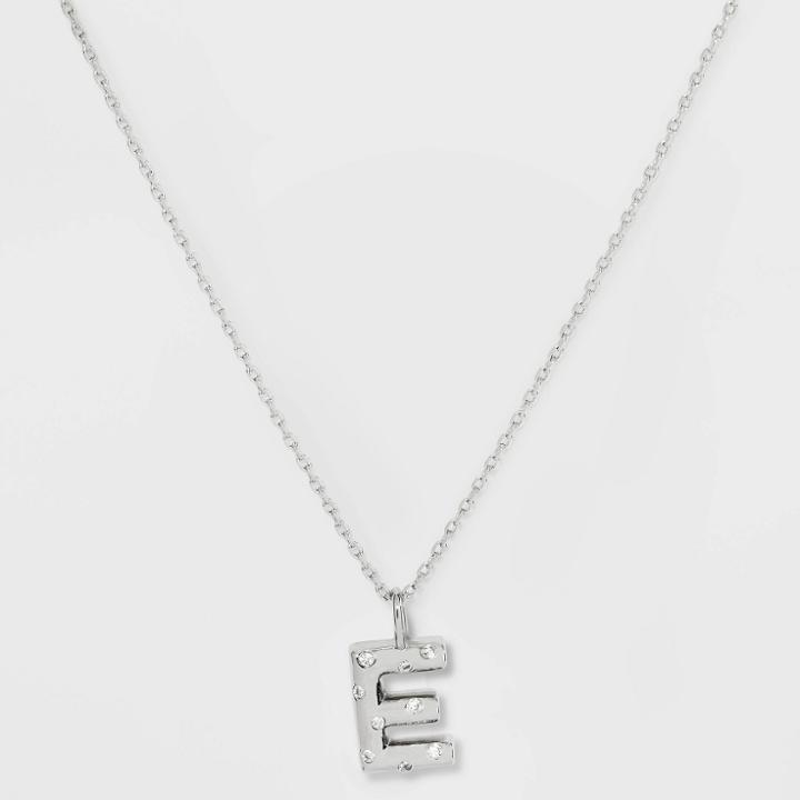 Silver Plated Cubic Zirconia 'e' Pendant Necklace - A New Day