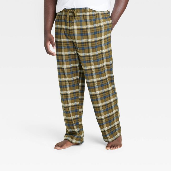 Men's Big & Tall Plaid Flannel Pajama Pants - Goodfellow & Co Green