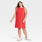 Women's Plus Size Knit Tank Dress - A New Day Red
