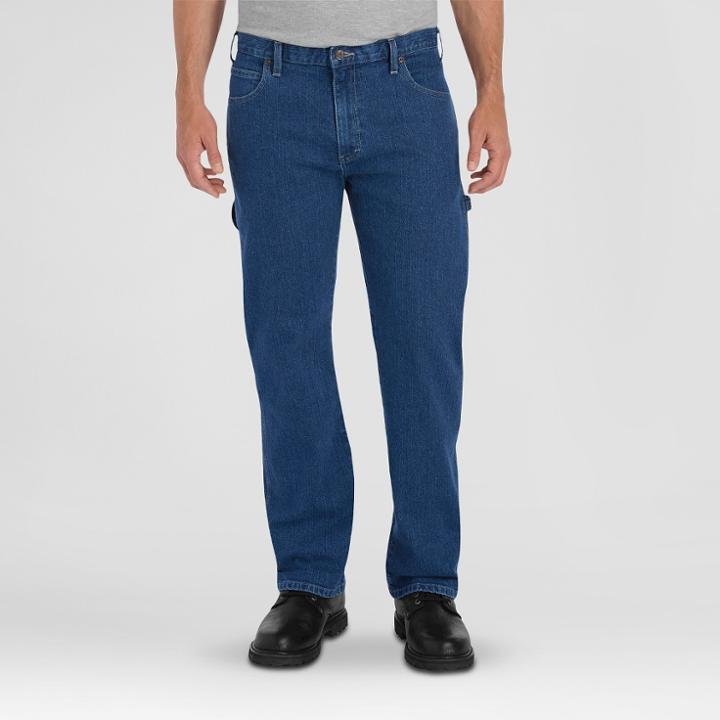 Dickies Men's Relaxed Fit Straight Leg Flex Carpenter Jean Rinsed Indigo Stonewashed Indigo 44x30,