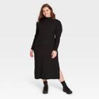 Women's Plus Size Puff Long Sleeve Sweater Dress - Who What Wear Black