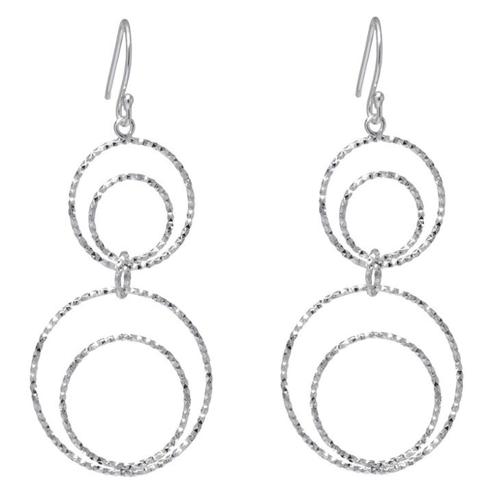 Target Silver Plated Brass Linked Diamond Cut Circles Drop Earrings, Women's,