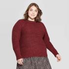 Women's Plus Size Long Sleeve Crewneck Pullover Sweater - Universal Thread Burgundy 3x,