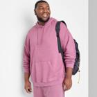 Men's Big & Tall Fleece Hoodie Sweatshirt - Original Use Washed Magenta 2xlt, Washed Pink