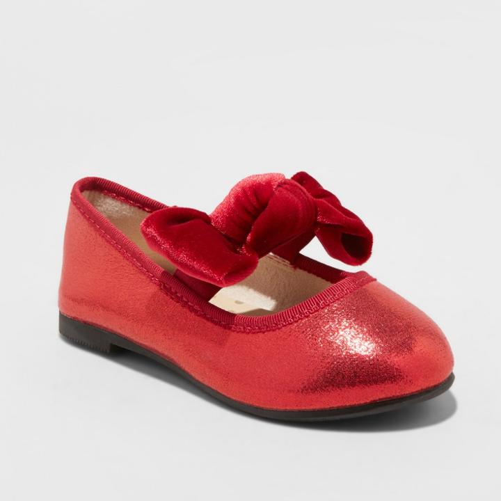 Toddler Girls' Angeli Bow Ballet Flats - Cat & Jack Red