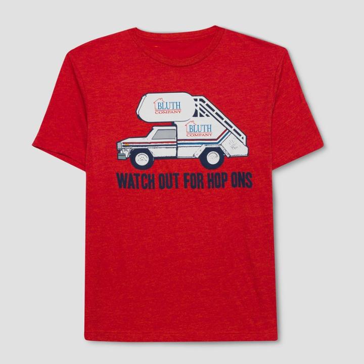 Hybrid Apparel Men's Arrested Development Watch Out For Hop Ons Short Sleeve T-shirt - Faded Beet