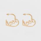 Target Open Heart With Scripted Love Earrings - Gold