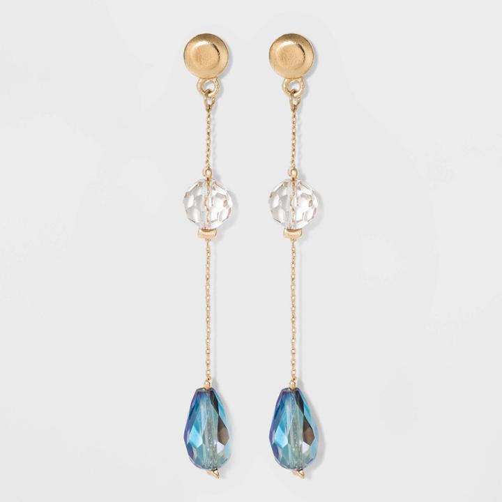Round And Teardrop Linear Earrings - A New Day Blue, Women's,
