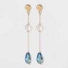 Round And Teardrop Linear Earrings - A New Day Blue, Women's,
