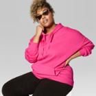 Women's Plus Size Oversized Long Sleeve Fleece Hoodie - Wild Fable Pink
