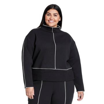 Women's Plus Size Cropped Pullover Sweatshirt - Victor Glemaud X Target Black