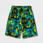 Speedo Boys' Checked Camo Print 17 Board Shorts - Turquoise