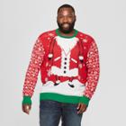 Men's Big & Tall Santa Christmas Family Ugly Sweater - Well Worn Red