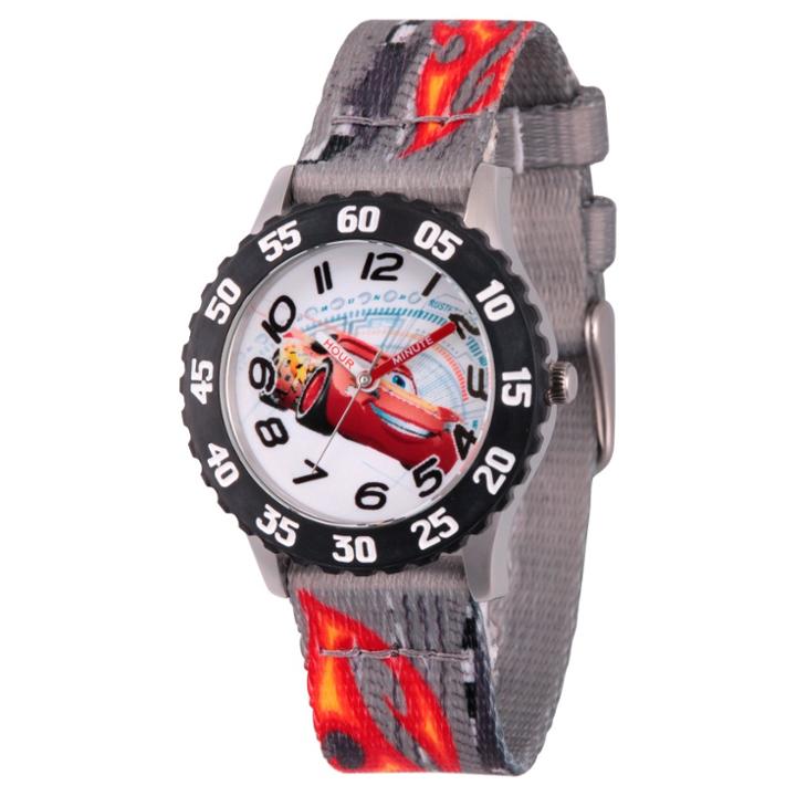 Boys' Disney Cars 3 Lightning Mcqueen Stainless Steel Time Teacher Watch - Gray, Gray/silver/silver