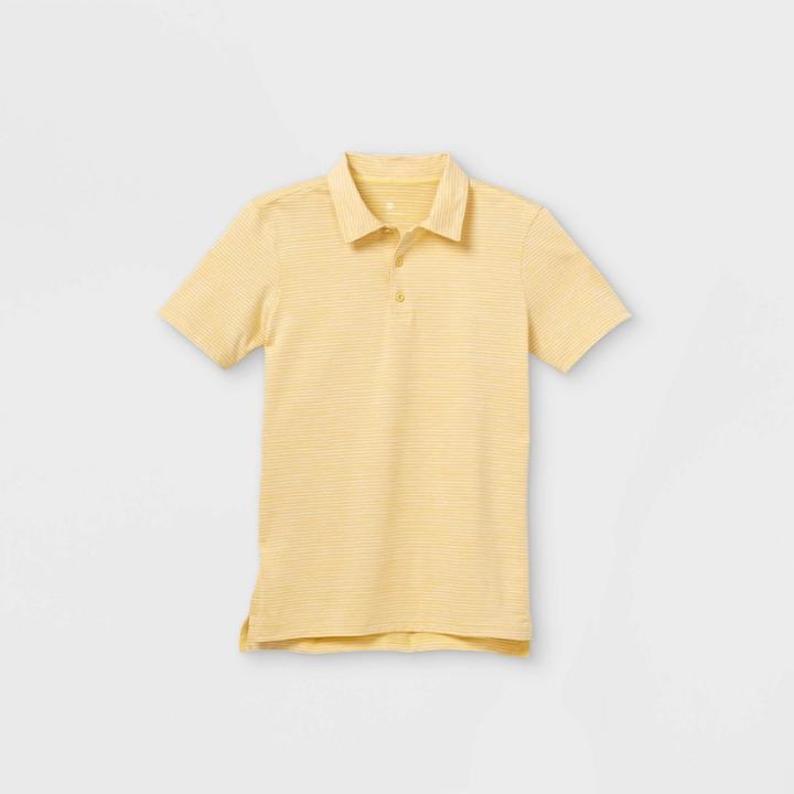 Boys' Striped Golf Polo Shirt - All In Motion Heather Yellow