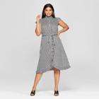 Women's Plus Size Striped Button-down Frilled Dress - Who What Wear Black/white 1x, Black/white