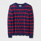 Girls' Crew Neck Cable Pullover Sweater - Cat & Jack Nightfall Blue L,
