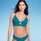 Women's Longline Cut Out Bikini Top - Shade & Shore Teal Blue