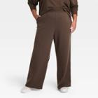 Women's Plus Size Wide Leg Fleece Sweatpants - Ava & Viv Dark Brown X