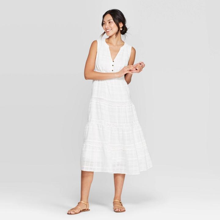 Women's Sleeveless V-neck Maxi Dress - Knox Rose White