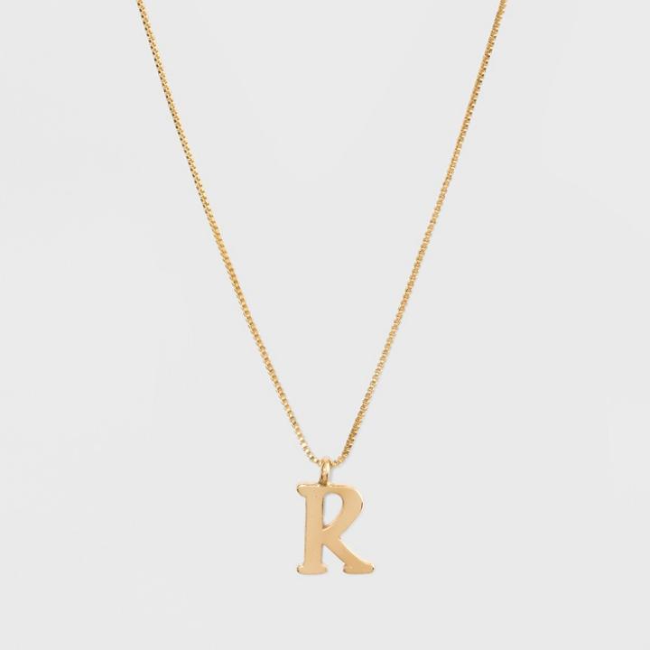 Gold Plated Initial R Pendant Necklace - A New Day Gold, Gold - R