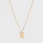 Gold Plated Initial R Pendant Necklace - A New Day Gold, Gold - R