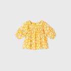 Toddler Girls' Long Sleeve Floral Lace Blouse - Cat & Jack Gold