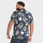 Men's Big & Tall Botanical Print Short Sleeve Performance Polo Shirt - Goodfellow & Co Navy/bird