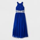 Lots Of Love By Speechless Girls' Sleeveless Round Neck Maxi Dress - Blue
