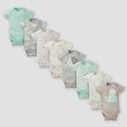 Gerber Baby 8pk Elephants Short Sleeve Onesies Bodysuit - Green