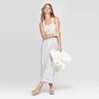 Women's Striped Sleeveless Square Neck Wide Leg Jumpsuit - Universal Thread White