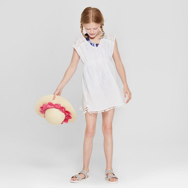 Girls' Gauze Caftan Sleeveless Cover Up Dress - Cat & Jack White