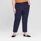 Women's Plus Size Tapered Ankle Pants With Belt - Ava & Viv Navy (blue)
