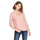 Women's Long Sleeve Turtleneck Cross Front Hacci Sweater - Love @ First Sight (juniors') Ash Rose