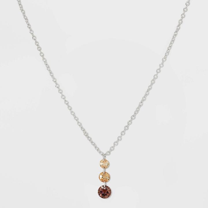 Silver Plated Triple Round Multi Cubic Zirconia Necklace - A New Day Amber