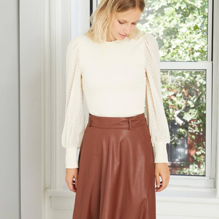 Women's Balloon Long Sleeve Top - Who What Wear Cream