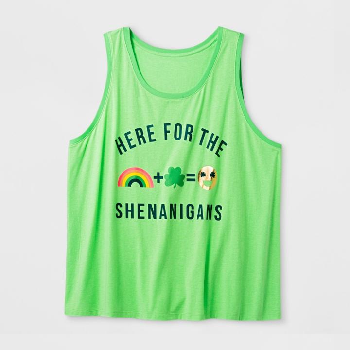 Shinsung Tongsang Women's Plus Size 'here For The Shenanigans' Tank Top - Green