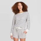 Women's Striped Perfectly Cozy Lounge Sweatshirt - Stars Above Oatmeal