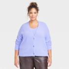Women's Plus Size Fuzzy Cardigan - A New Day Purple