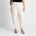 Women's Plus Size Quilted High-rise Cinch Waist Jogger Pants - Future Collective With Kahlana Barfield Brown Cream