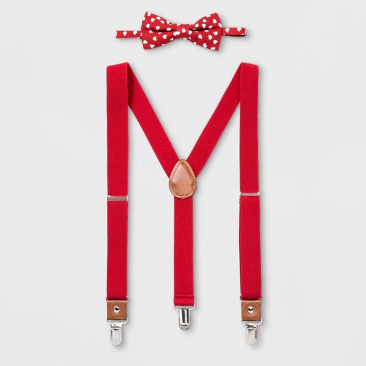 Boys' Hearts Bowtie & Suspenders Set - Cat & Jack One Size,