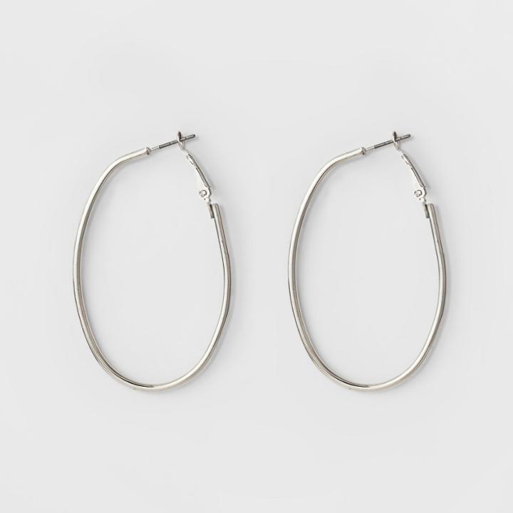 Women's Smooth Oval Clutchless Hoop Earring - A New Day