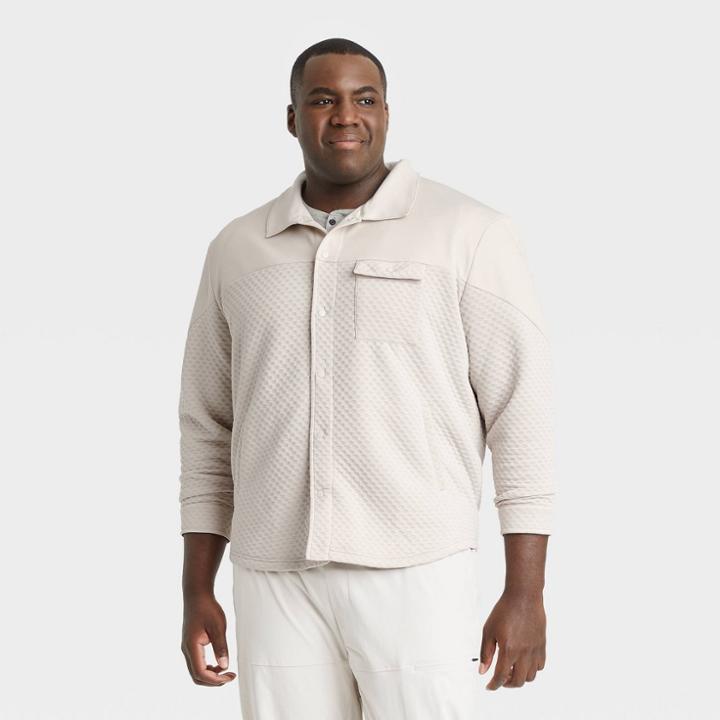 Men's Big & Tall Quilted Shirt Jacket - All In Motion Stone Heather