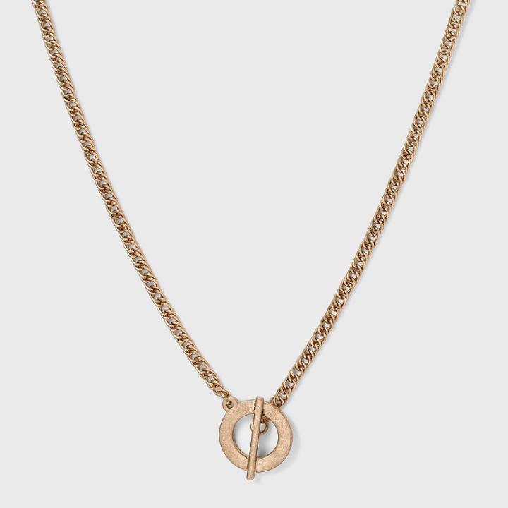 Worn Gold & Brass Toggle Pendant Necklace - Universal Thread Gold
