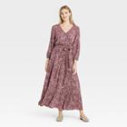 Women's Floral Print Long Sleeve Wrap Dress - Knox Rose Purple