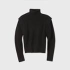 Women's Mock Turtleneck Tuck Shoulder Pullover Sweater - Prologue Black